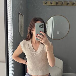 Madewell Cream Knit V-Neck Tank Top